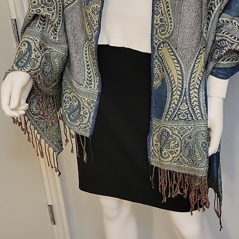 ISABELLA Paisley Jacquard Metallic Scarf Shawl Stole Blanket Wrap